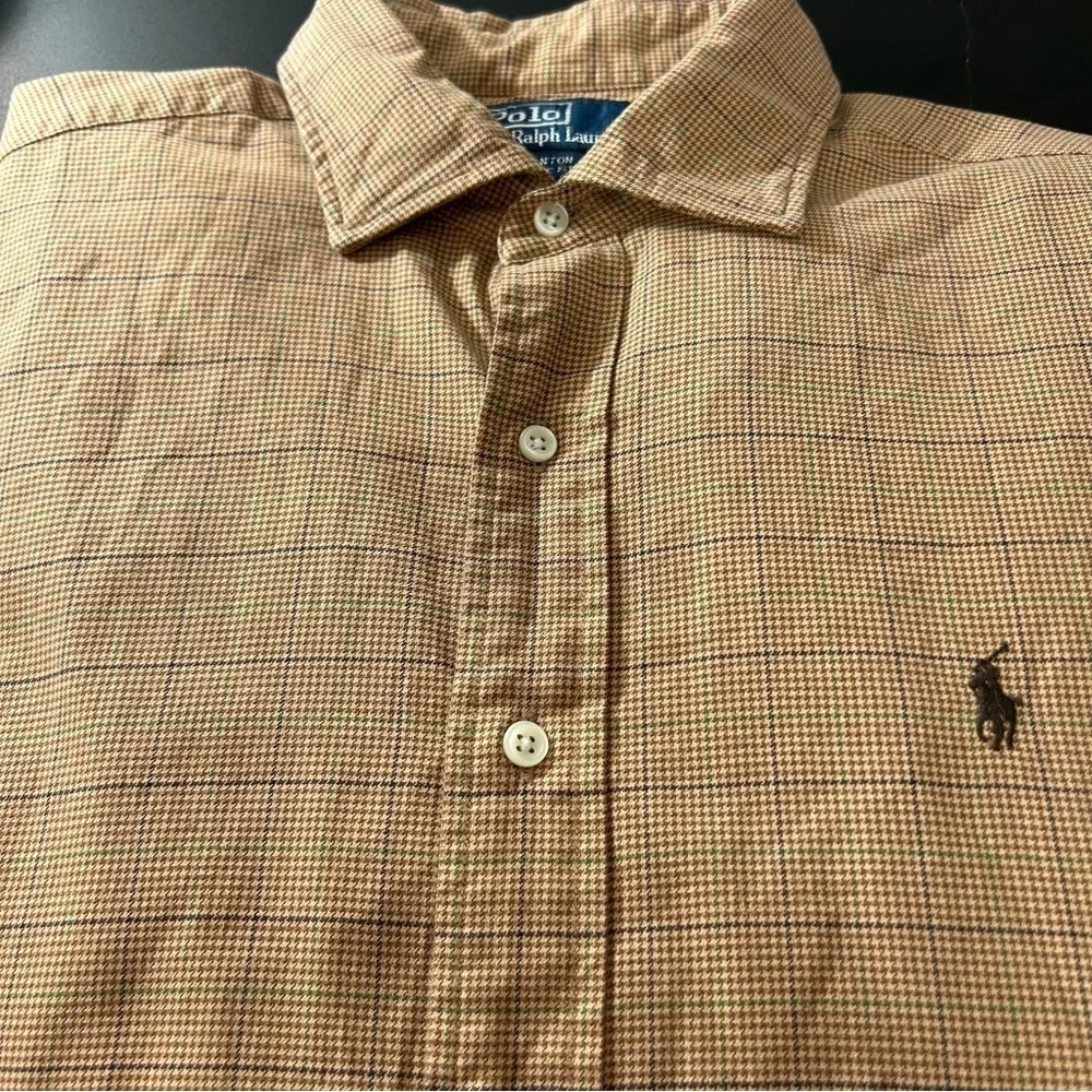 Polo Ralph Lauren Button Down Shirt Men's Long Sleeve Plaid Brown Size XL